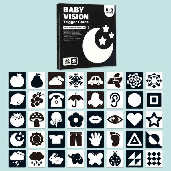 20pcs /Book Baby Early Learning Card Children Eye Care Visual Stimulation Card, Style: 1-order Black And White