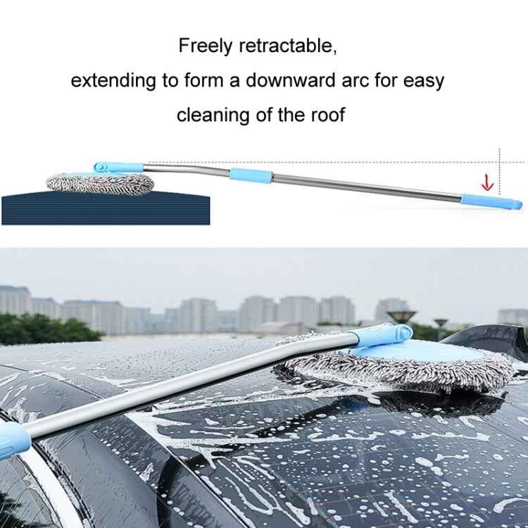 Car Chenille Curved Handle Telescopic Car Wash Soft Bristle Mop(Blue)