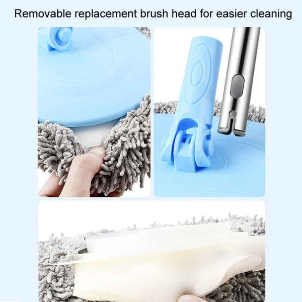 Car Chenille Curved Handle Telescopic Car Wash Soft Bristle Mop(Blue)