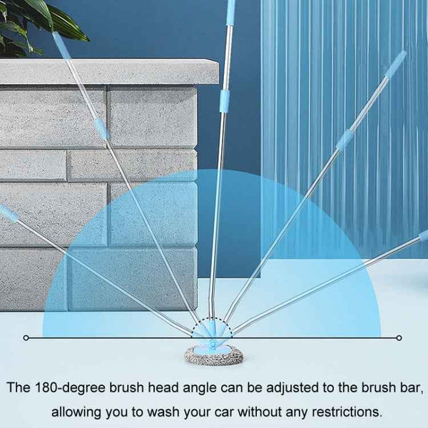 Car Chenille Curved Handle Telescopic Car Wash Soft Bristle Mop(Blue)