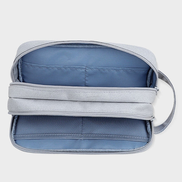 SM09 Double-layer Large Capacity Digital Accessories Storage Bag, Gray, Black, Navy Blue, Dark Gray