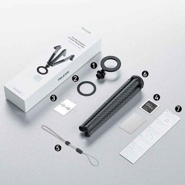 TELESIN P3-FM-02 Flexible Magnetic Suction Mobile Phone Tripod Magsafe Octopus Desktop Fixed Bracket