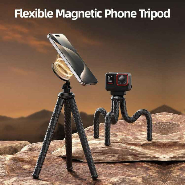 TELESIN P3-FM-02 Flexible Magnetic Suction Mobile Phone Tripod Magsafe Octopus Desktop Fixed Bracket
