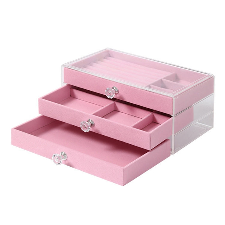 Three-Layer Velvet Dustproof Drawer Earrings Jewelry Storage Box