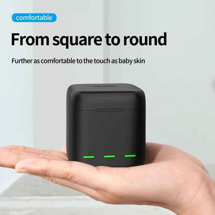 For GoPro HERO13 Black TELESIN 3 Slots Charging Case Compact Storage Box