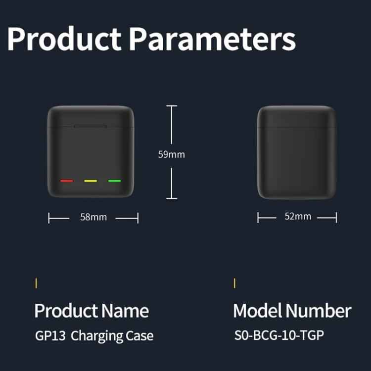 For GoPro HERO13 Black TELESIN 3 Slots Charging Case Compact Storage Box