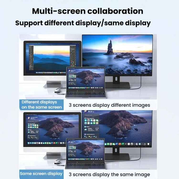 USB3.0+Type-C To Dual HDMI Extender 4K 60HZ Dual Screen Heterodyne HD Video Converter, HD16