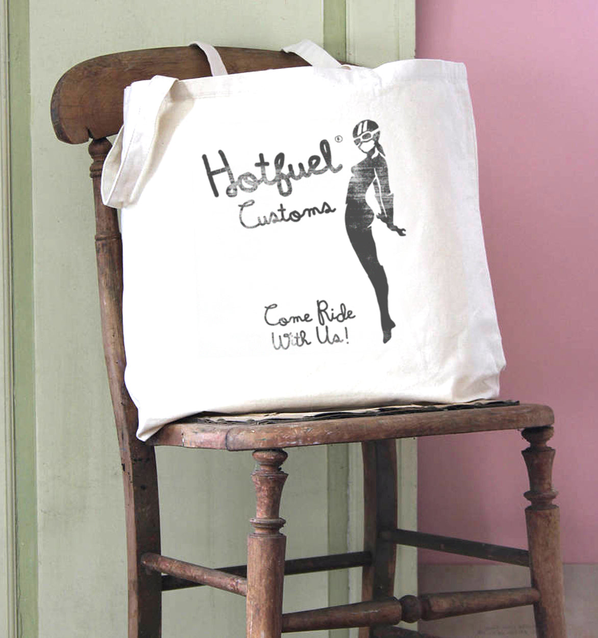 Hotfuel Customs Come Ride Cotton Tote Bag
