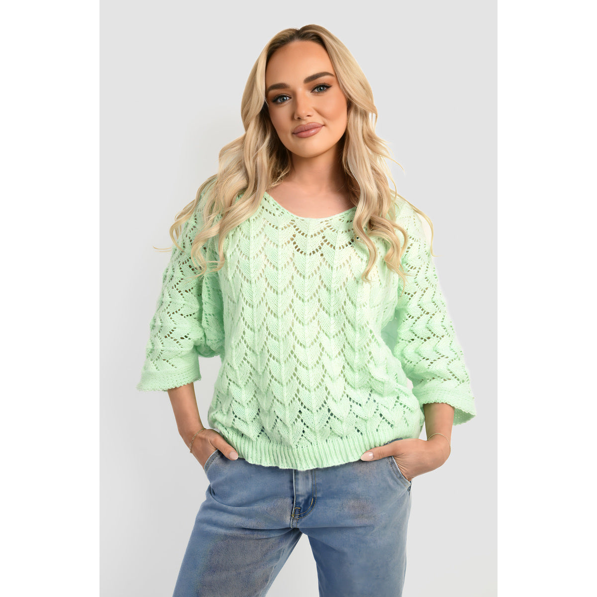Half Sleeve Chunky Cable Knit Jumper