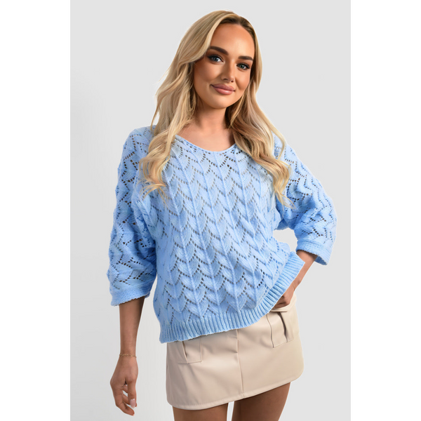 Half Sleeve Chunky Cable Knit Jumper