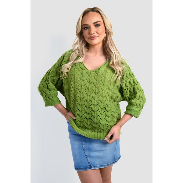 Half Sleeve Chunky Cable Knit Jumper