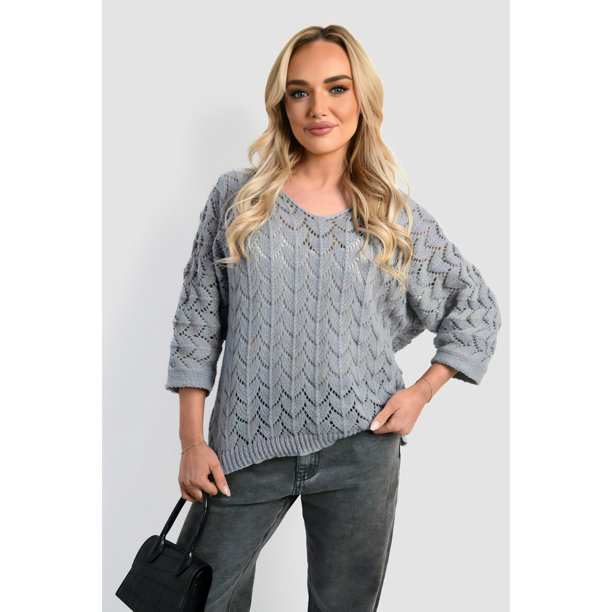 Half Sleeve Chunky Cable Knit Jumper