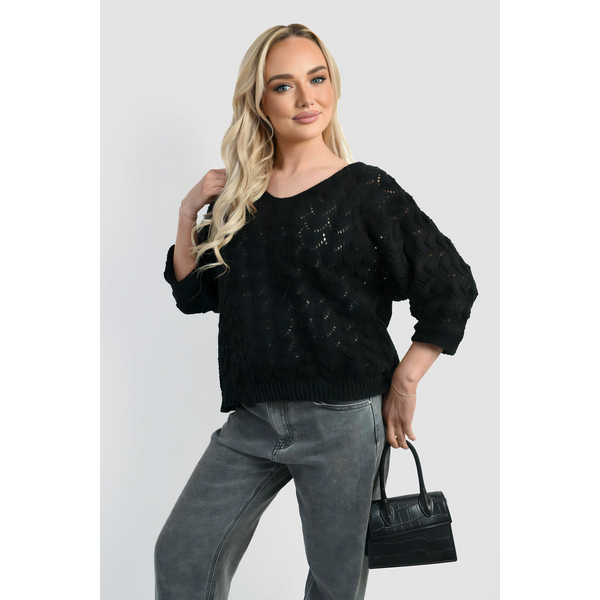 Half Sleeve Chunky Cable Knit Jumper