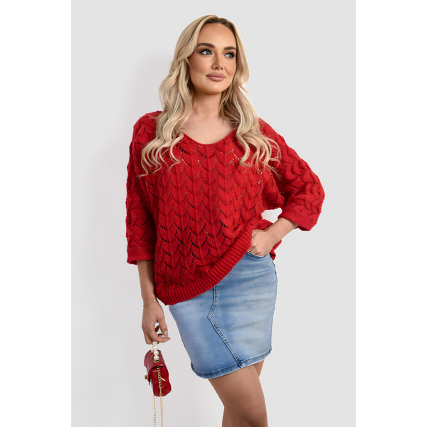 Half Sleeve Chunky Cable Knit Jumper
