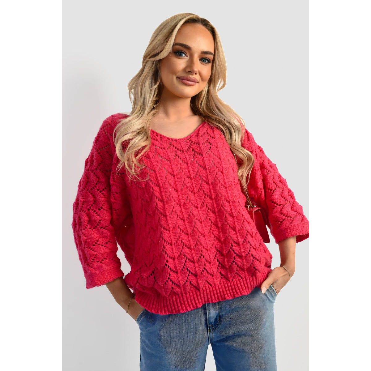 Half Sleeve Chunky Cable Knit Jumper