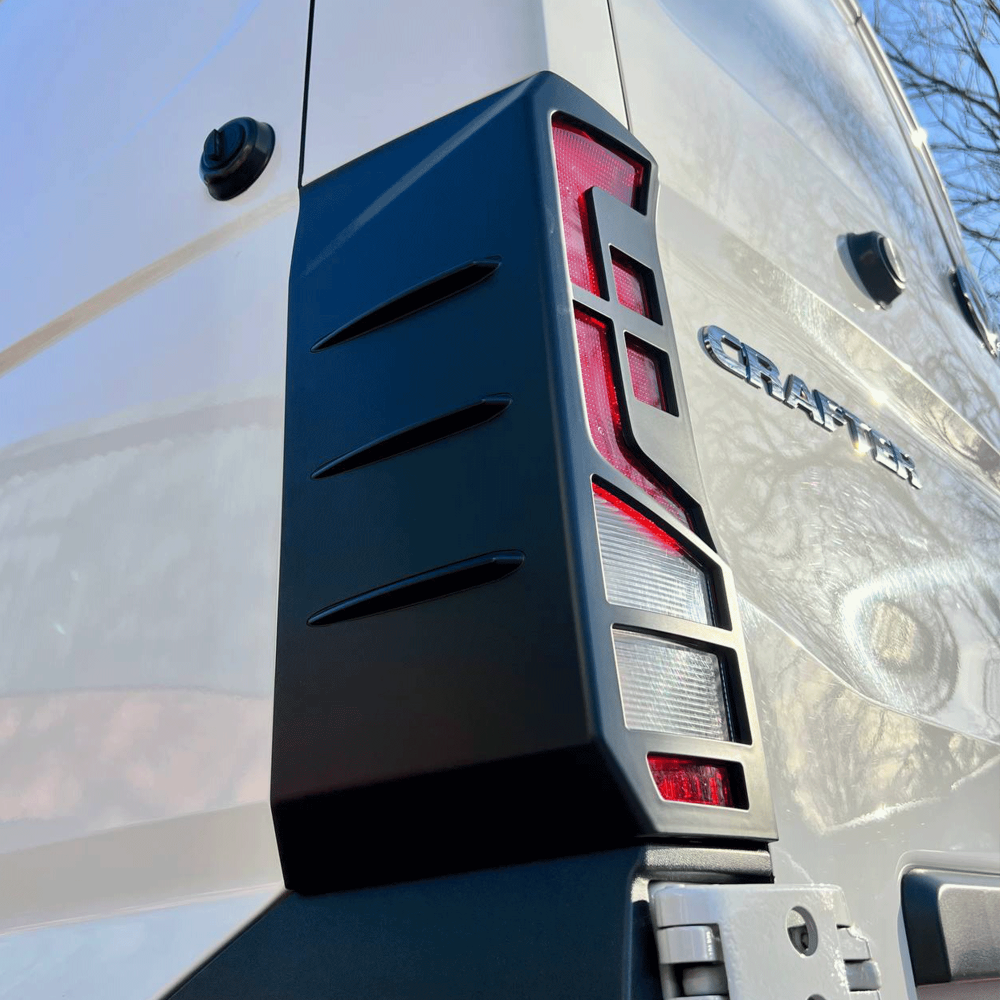 For Volkswagen Crafter Rear Light Guards - Hammerite Ultimate Matte Black (2018 Onwards)