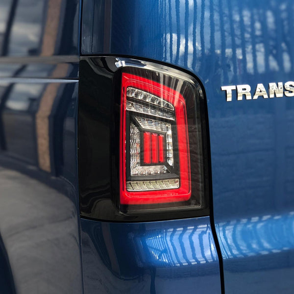 For VW T5 Transporter MK3.1 Van Tailgate LED Rear Lights Clear Ideal LED Full Frame Led Light- Bar