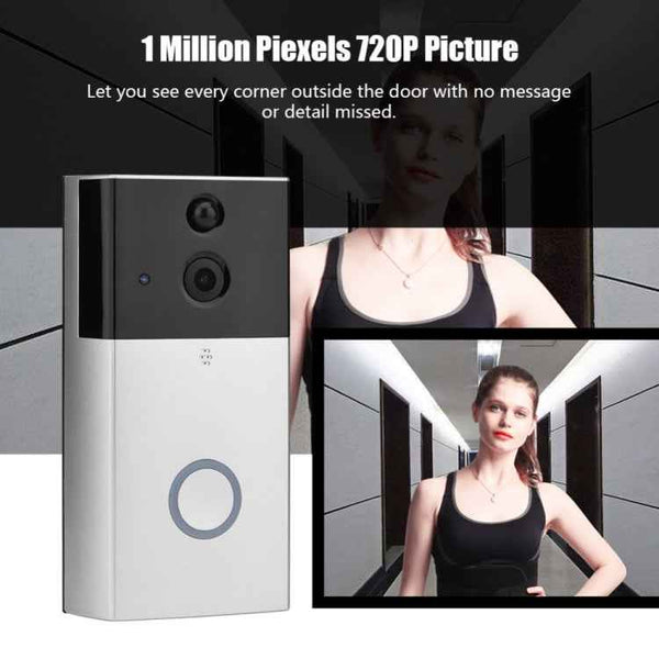 VESAFE HD 720P WiFi Video Doorbell with Intercom, TF Card Support, , Motion Detection, and App for iOS/Android (Includes Ding Dong/Chime) (Silver)