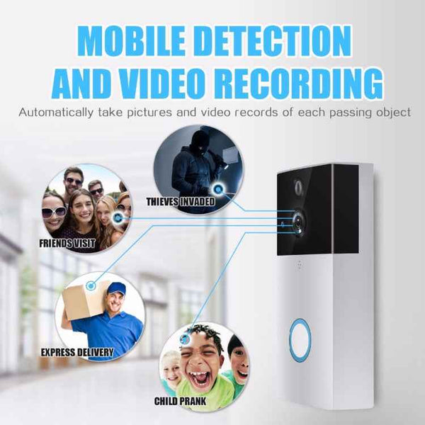 VESAFE HD 720P WiFi Video Doorbell with Intercom, TF Card Support, , Motion Detection, and App for iOS/Android (Includes Ding Dong/Chime) (Silver)