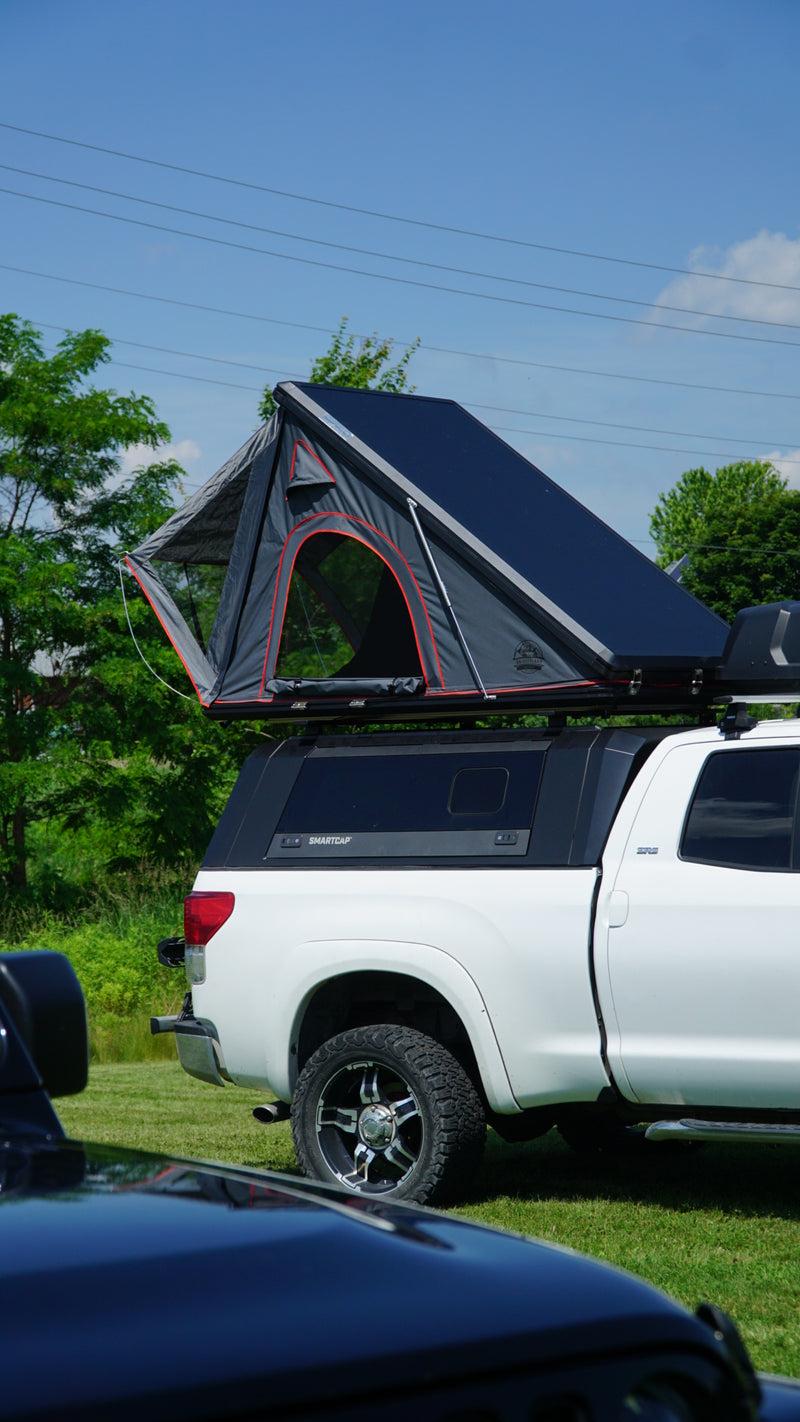 WEIER WERT-001S Vehicle Hard shell Triangle Roof Top Tent - For Car / RV / Pickup / Van / Camper / 4x4 - 2 Person 300Kg + 7mm Mattress + Ladder + LED Light + Shoe Bag