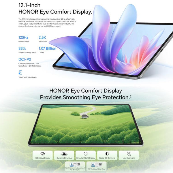 Honor Pad 10 WiFi Tablet PC, 12.1 inch 8GB+256GB MagicOS 9.0 Qualcomm Snapdragon 7 Gen3 Octa Core