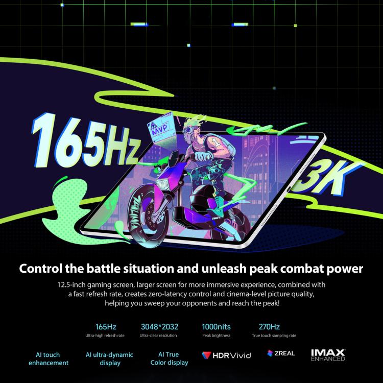 Honor Pad GT2 Pro WiFi Tablet PC, 12.5 inch 8GB+256GB MagicOS 9.0.1 Qualcomm Snapdragon 8 Gen3 Octa Core