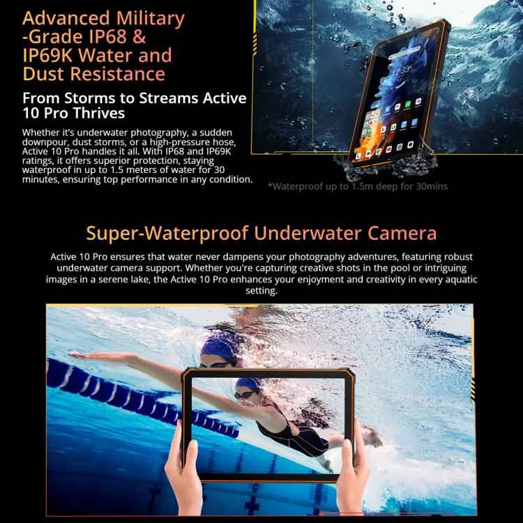 Blackview Active 10 Pro 5G Rugged Tablet, 12GB+512GB, 10.95 inch Android 14 Dimensity 7300 Octa Core, Global Version with Google Play