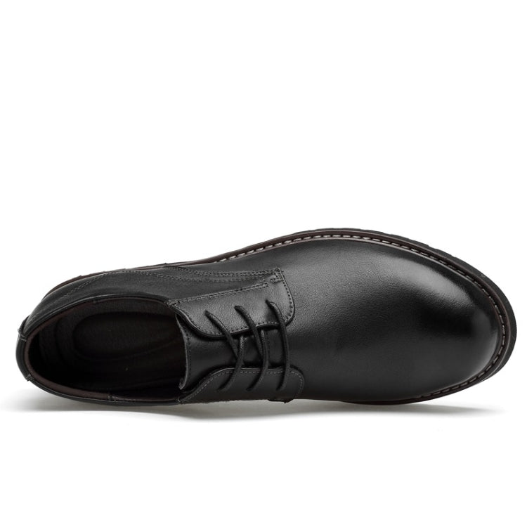 Round Head Solid Color First Layer Cowhide Casual Shoes for Men