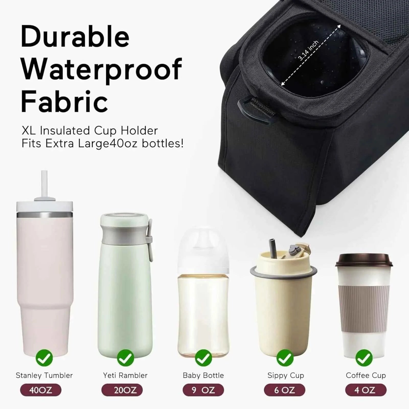 Momcozy All-in-One Stroller Organizer - Black