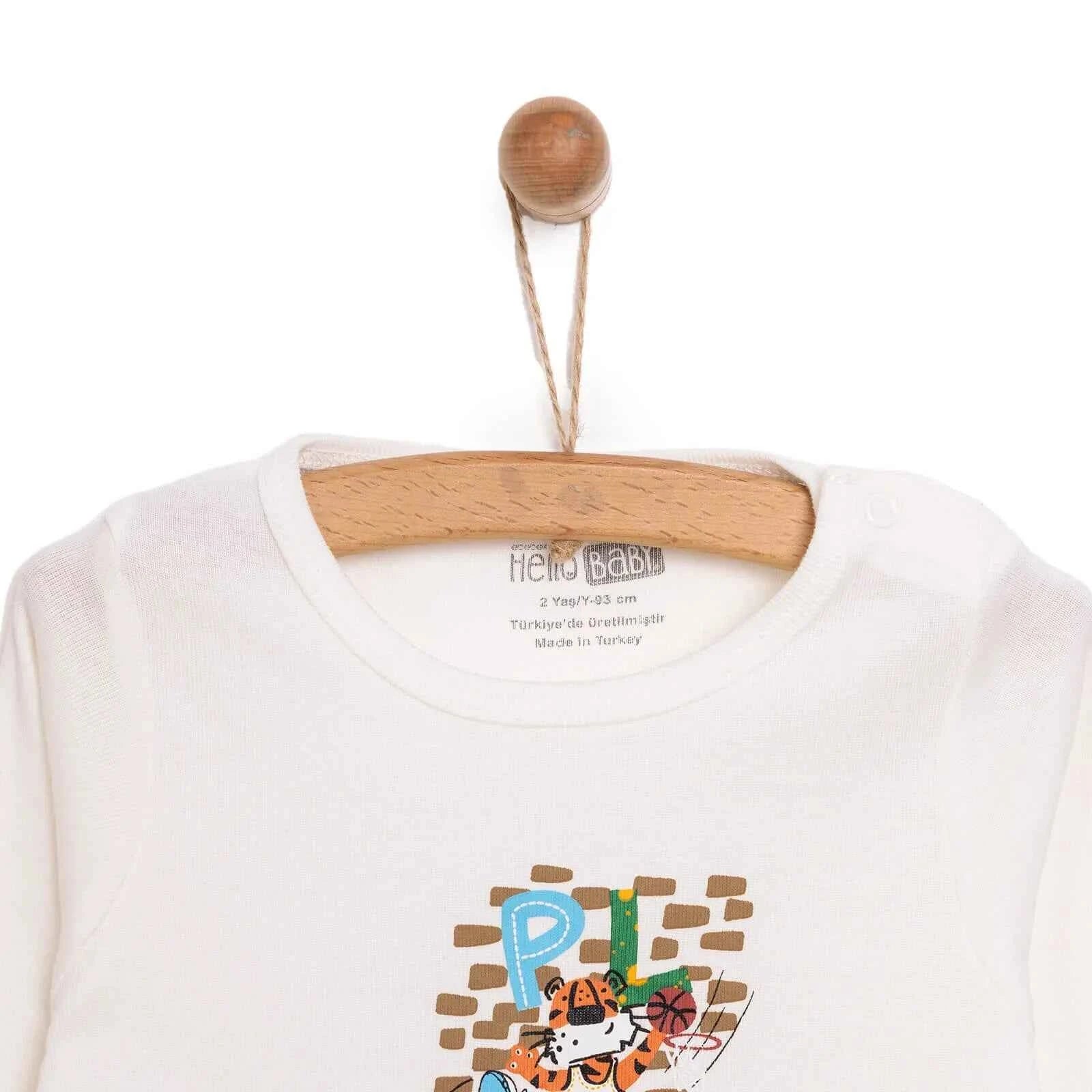 HelloBaby Baby Boy Long Sleeve Bodysuit - Beige