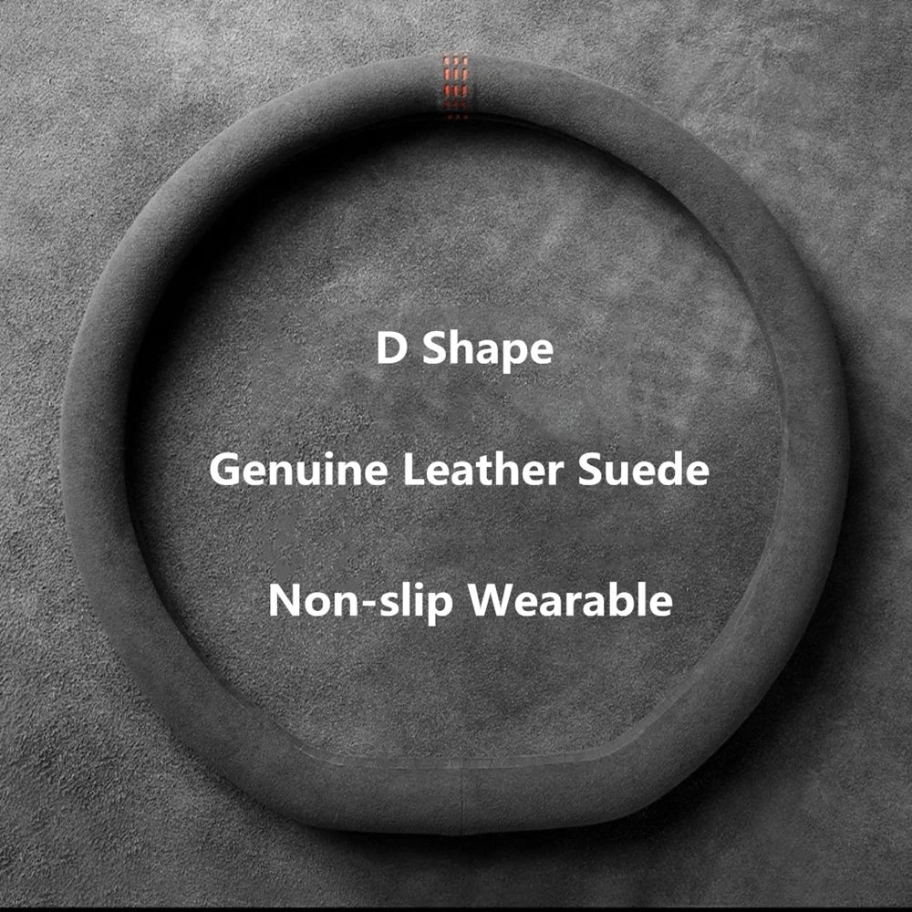 38cm Suede Leather Car Steering Wheel Cover Wear-Resistant For BMW E90 F01 F06 F10 F15 F16 F20 F21 F25 F26 F30 F32 F82 M3 G20 X5