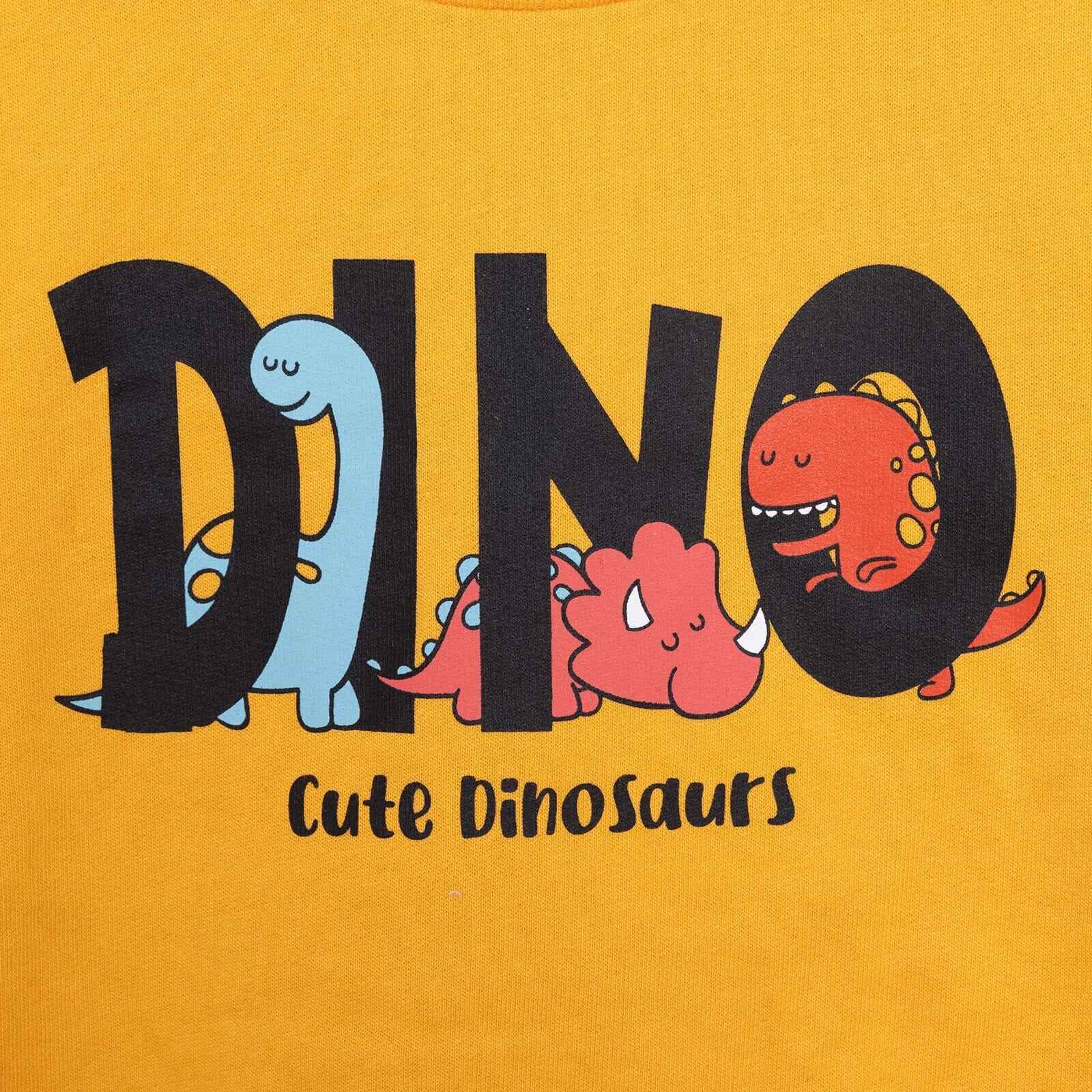 HelloBaby Baby Boy Dino Patterned Sweatshirt - Mustard