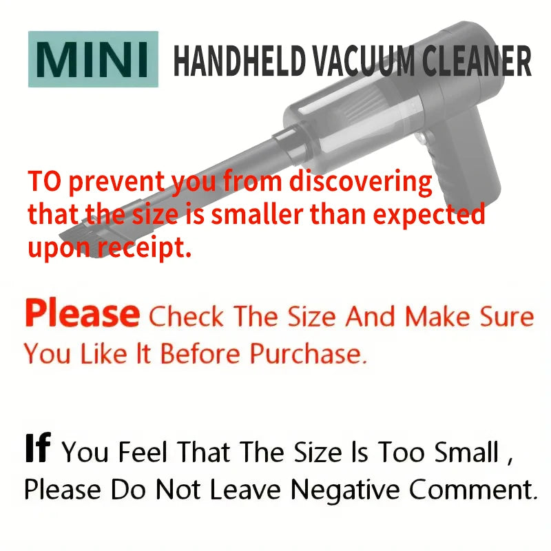 Handheld Car Vacuum Cleaner, 15000PA Portable Cordless, Dual use of blowing and suctionMulti-Nozzles, for Car, Home, Pet, Office