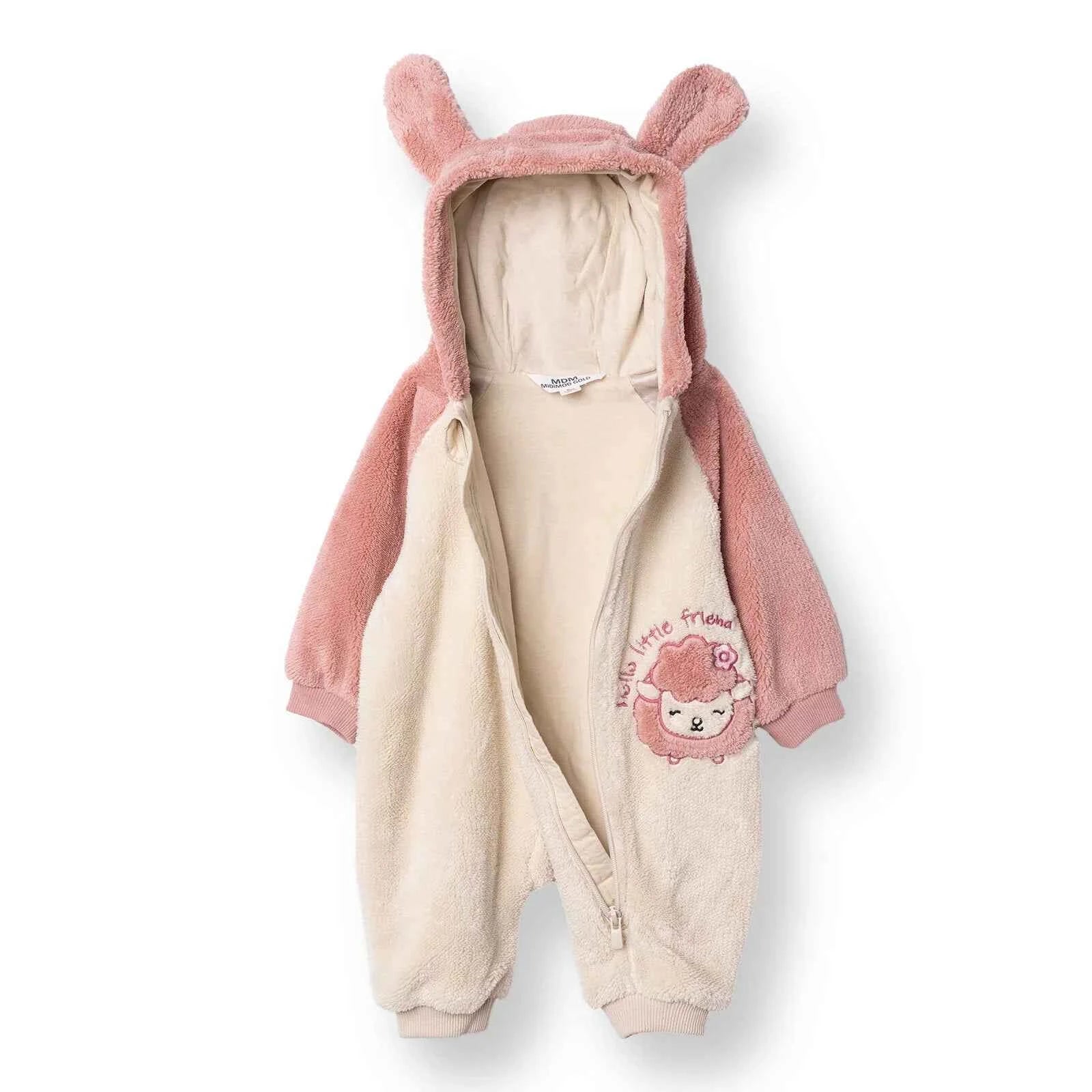 Midimod Newborn Welsoft Footless Jumpsuit - Ecru