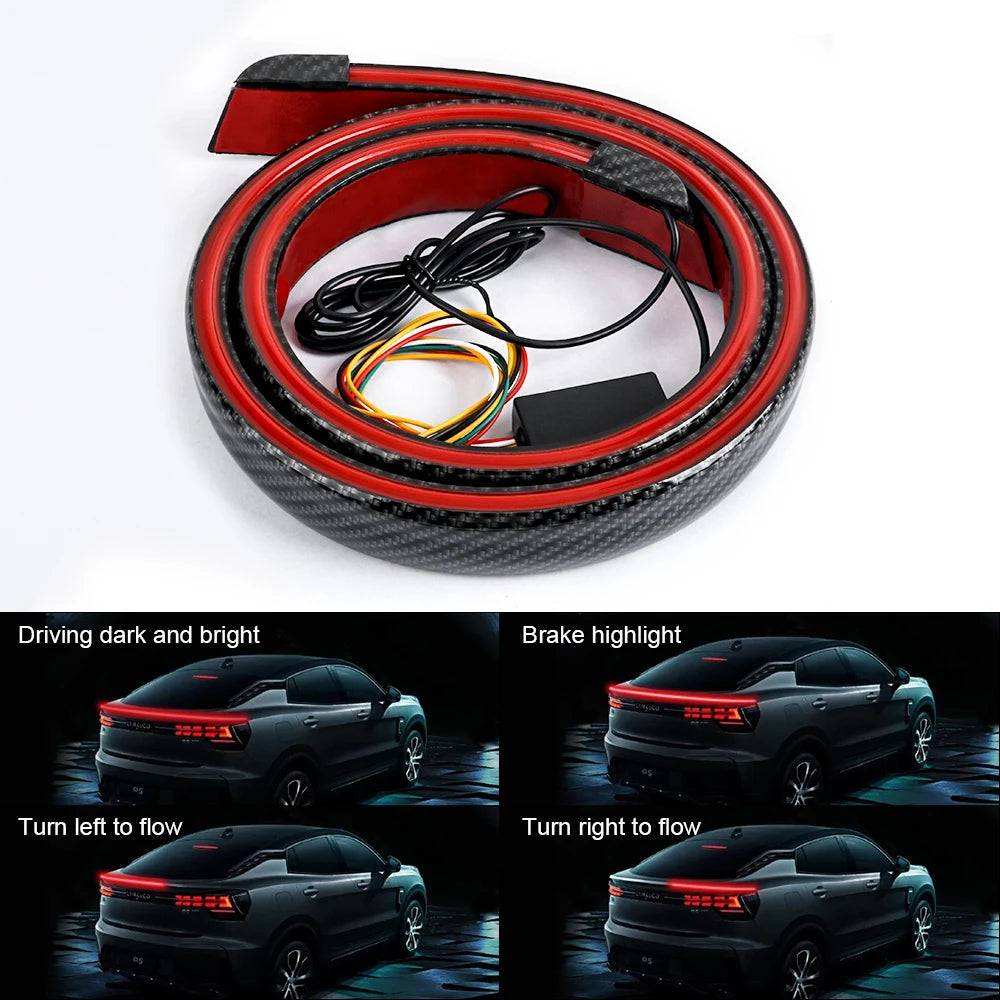 Universal Car Spoiler Led Rear Wing Lights Strip Exterior Parts Trunk Tail Lip Brake Turn With DRL Lamp For Audi Golf Toyota BMW