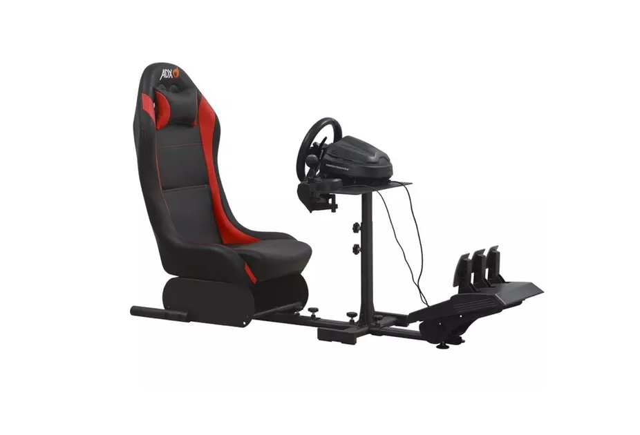 ADX Racing Simulation Seat - Black & Red Driving Game Sim Racing Frame & Folding Seat - Wheel Pedals Xbox PS PC Console