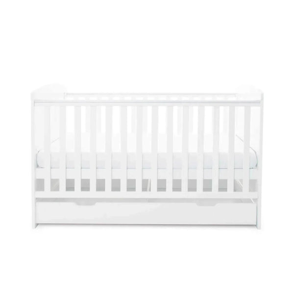 Ickle Bubba Coleby Classic Cot Bed & Under Drawer White - Premium Sprung Mattress
