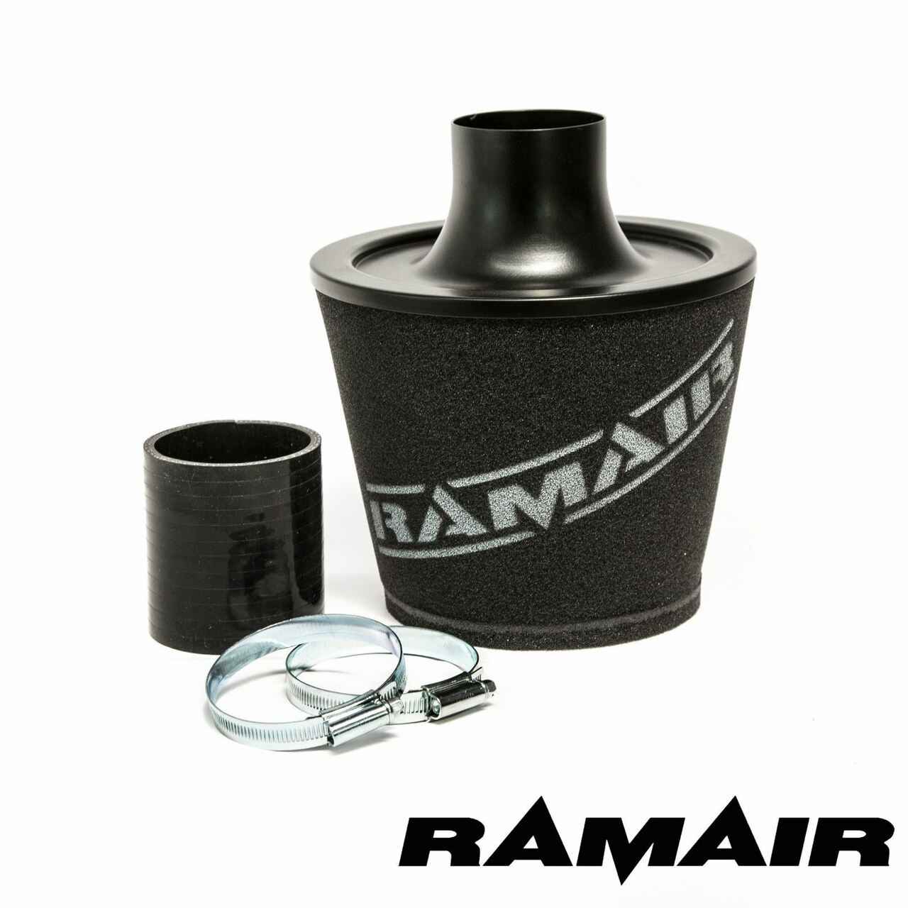 JS-070-BK-KIT - 70mm OD Neck - Black Large Aluminium Base Cone Filter With Silicone Coupler- Universal