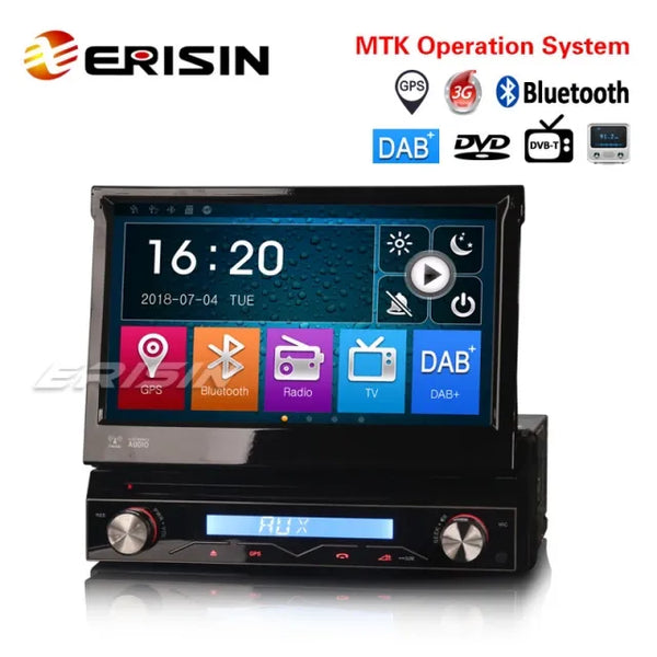 ES6588K Universal  motorized retractable Touch Screen 7" Detachable 1 Din DAB+Car Stereo DVD Radio USB SD GPS Bluetooth RDS DTV SatNav