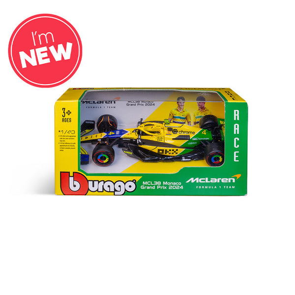 McLaren F1 Team MCL38 Senna Livery #4 F1 Monaco GP 2024 Lando Norris 1:43 Scale Bburago Diecast Model