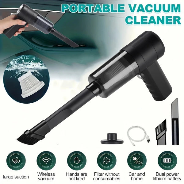Handheld Car Vacuum Cleaner, 15000PA Portable Cordless, Dual use of blowing and suctionMulti-Nozzles, for Car, Home, Pet, Office