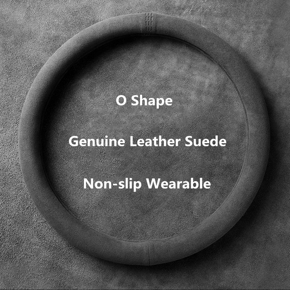 38cm Suede Leather Car Steering Wheel Cover Wear-Resistant For BMW E90 F01 F06 F10 F15 F16 F20 F21 F25 F26 F30 F32 F82 M3 G20 X5