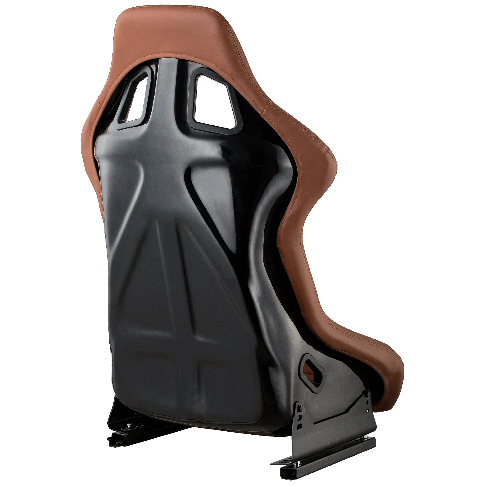 JIABEIR 1097 USA Stock Free Shipping Universal Fixed Brown PVC Leather with Alcantara Suede Car Bucket Racing Seats