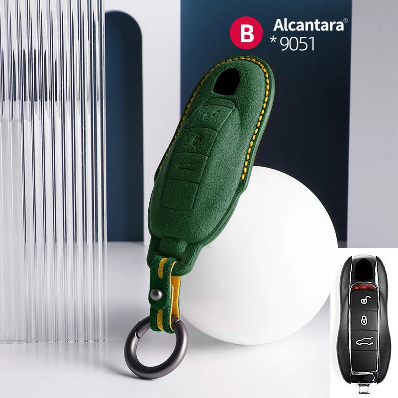 Alcantara High-quality Car Key Case Cover For Porsche Panamera Spyder Carrera Macan Cayman Cayenne 911 970 981 991 Accessories