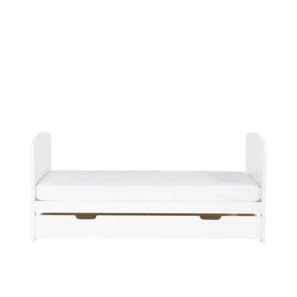 Ickle Bubba Coleby Scandi Cot Bed with Under Drawer Scandi White - Premium Sprung Mattress