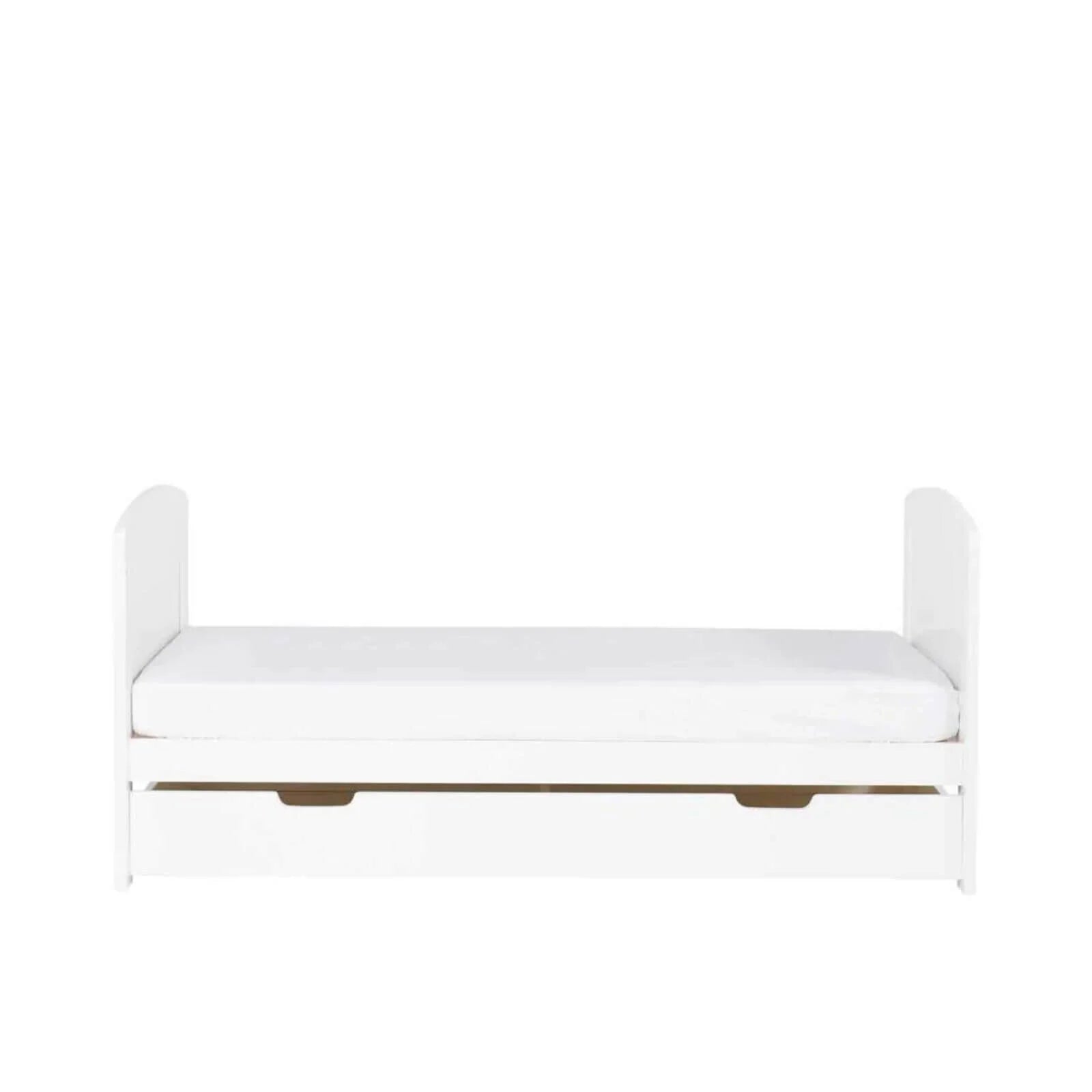 Ickle Bubba Coleby Scandi Cot Bed with Under Drawer Scandi White - Premium Pocket Sprung Mattress