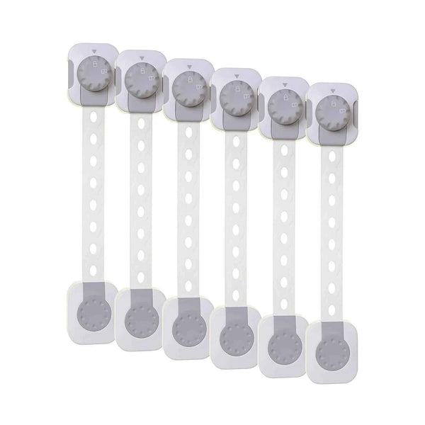 Dreambaby Twist 'N Lock Multi-Purpose Safety Latch Polybag Pack of 6 - White & Grey