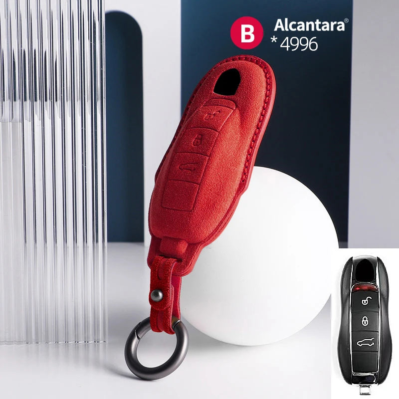 Alcantara High-quality Car Key Case Cover For Porsche Panamera Spyder Carrera Macan Cayman Cayenne 911 970 981 991 Accessories
