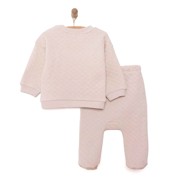 HelloBaby Newborn Quilted Sweatshirt-Footed Bottom - Grey