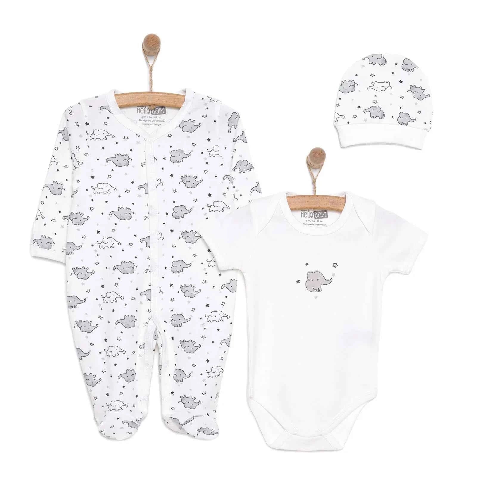 HelloBaby Newborn Baby Cute Elephant Jumpsuit - Ecru